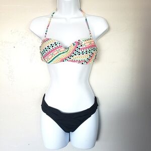 Op Bikini Two Piece Swim Wear Set Neon Black Small